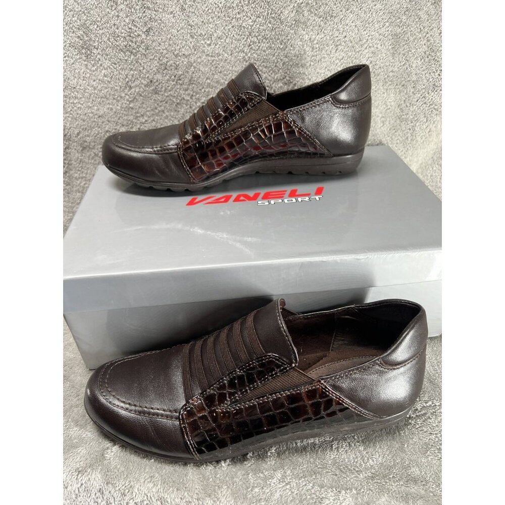 New Vaneli Sport Women’s 6.5 Armon Leather‎ Walking Casual Shoe (2181 Brown Croc